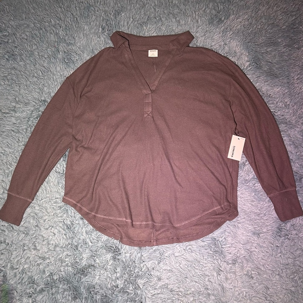 Sonoma Coal Mine Brown NWT Knit Sleep Wear Sweater Made in Vietnam Size Medium